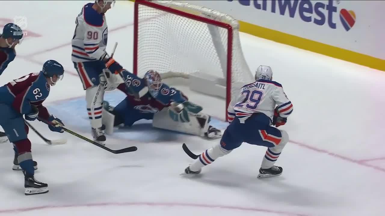 EDM COL Blackwood With A Great Save Against Leon Draisaitl NHL