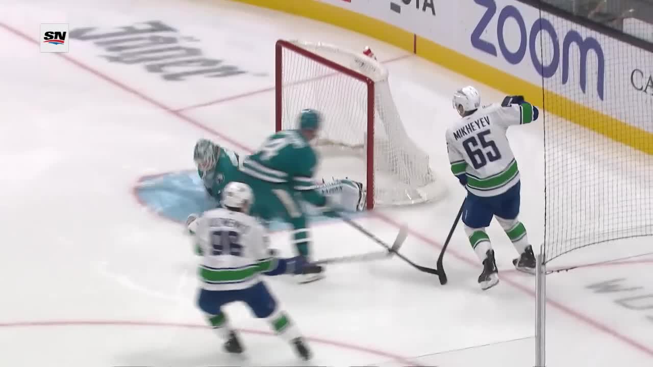 Van Sjs Mikheyev Scores Goal Against Sharks Nhl