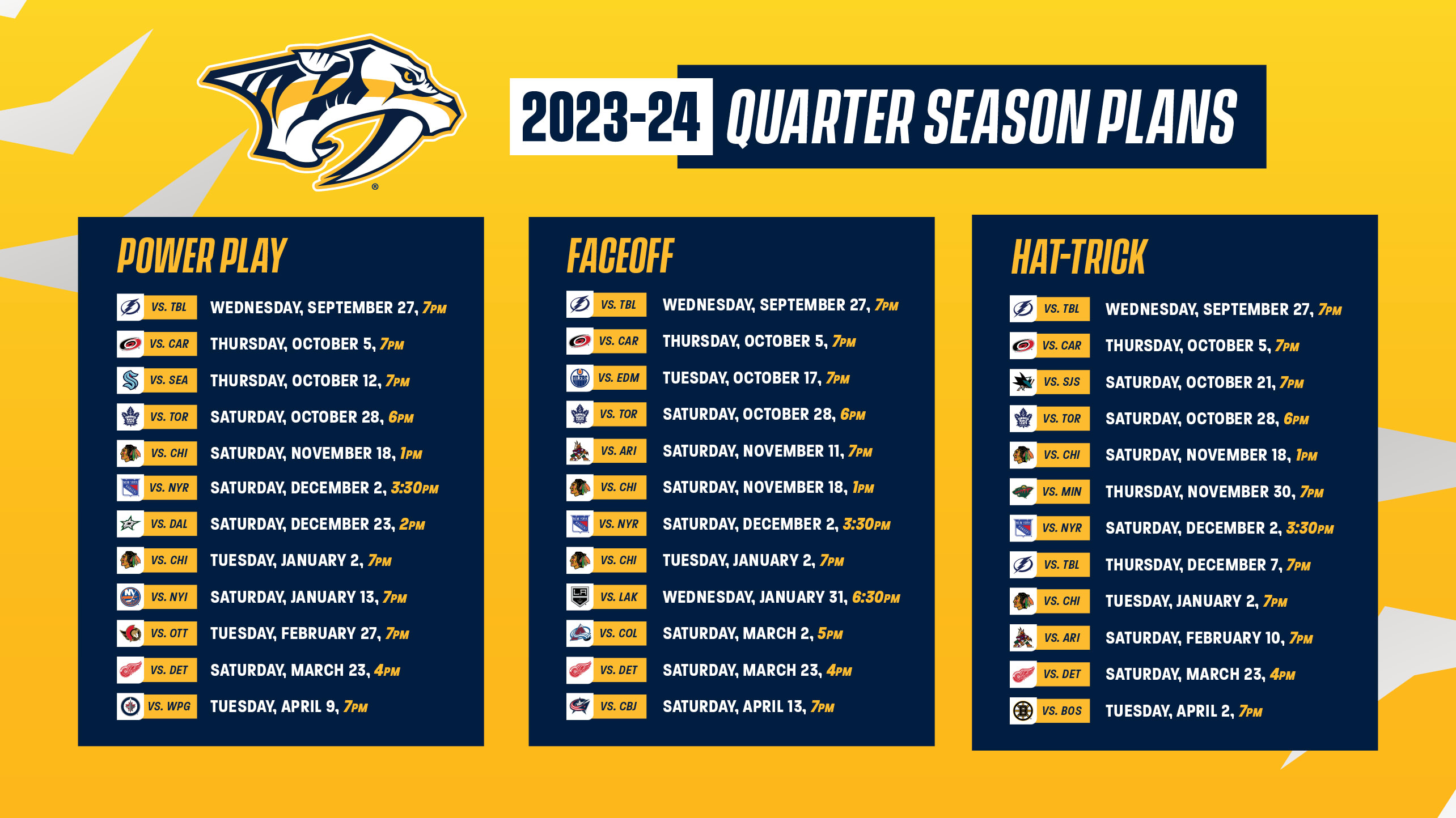 Quarter Season Tickets | Nashville Predators