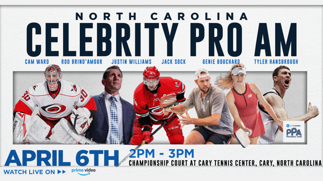 North Carolina Pickleball Pro-Am to Feature Canes’ Rod Brind’Amour, Cam Ward and Justin Williams; UNC Basketball Legend Tyler Hansbrough; Tennis and Pickleball Stars Genie Bouchard and Jack Sock | Carolina Hurricanes