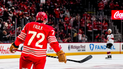 NJD@DET: Faulk scores goal against Jake Allen