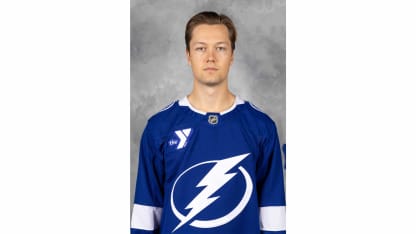 Simon Lundmark #7 of the Tampa Bay Lightning poses for his official headshot for the 2025-2026 season on September 17, 2025 at Benchmark International Arena in Tampa, Florida. (Photo by Mark LoMoglio/NHLI via Getty Images)