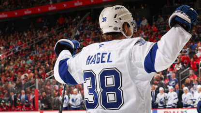 Hagel's third career hat trick