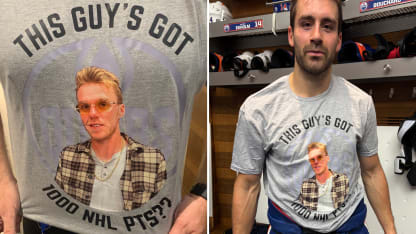 Oilers wear Connor McDavid 1000th point shirts