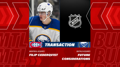 Canadiens acquire Filip Cederqvist from the Sabres