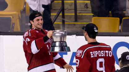 Alexander Kerfoot Harvard Beanpot Championship trophy Boston 2017 February 13