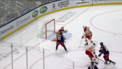 CGY@CBJ: Jenner scores goal against Dustin Wolf