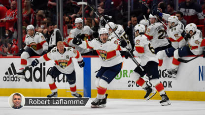 Panthers win series badge Laflamme