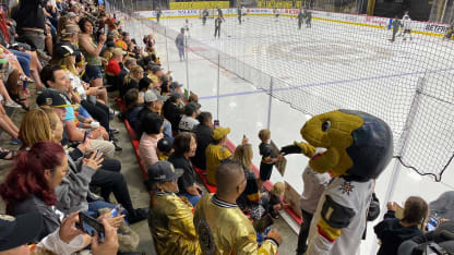 VGK open practice mascot in stands