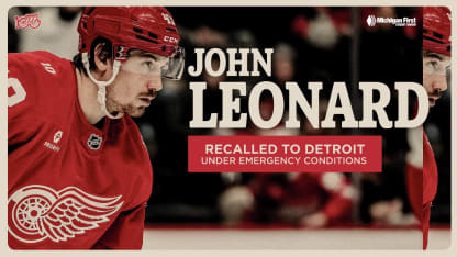 Red Wings recall John Leonard from Grand Rapids under emergency conditions