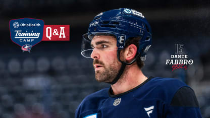 blue jackets training camp dante fabbro interview
