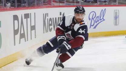 Calvin de Haan #44 of the Colorado Avalanche skates against the Minnesota Wild at Ball Arena on January 20, 2025 in Denver, Colorado. (Photo by Michael Martin/NHLI via Getty Images)