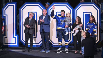 Justin Faulk's 1,000 games ceremony