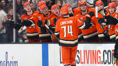 Carlson's first career hat trick