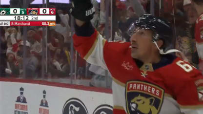 Brad Marchand points to sky for friend late daughter after goal