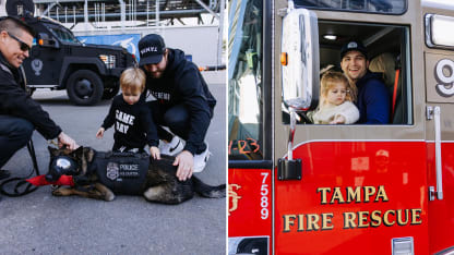 Tampa Bay Lightning visit police fire department with kids