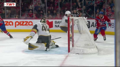 VGK@MTL: Danault scores goal against Akira Schmid