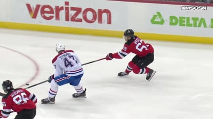 MTL@NJD: Hughes scores goal against Samuel Montembeault