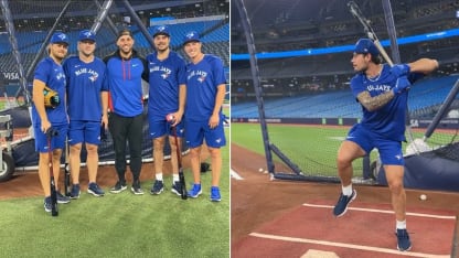 Maple Leafs and Blue Jays players hang out