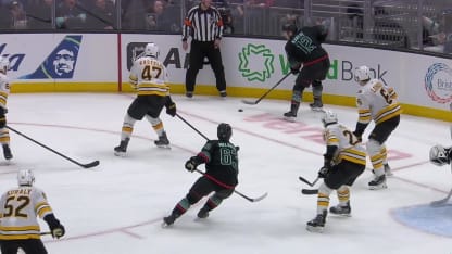 BOS@SEA: Meyers scores goal against Jeremy Swayman
