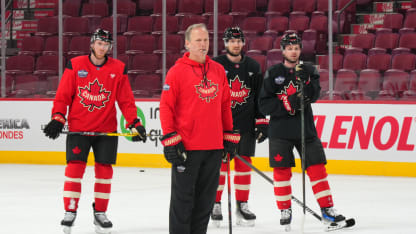 Head coach Jon Cooper of Team Canada runs a practice session prior to the 2025 NHL 4 Nations Face-Off at Bell Centre on February 11, 2025 in Montreal, Quebec. (Photo by Andre Ringuette/4NFO/World Cup of Hockey via Getty Images)