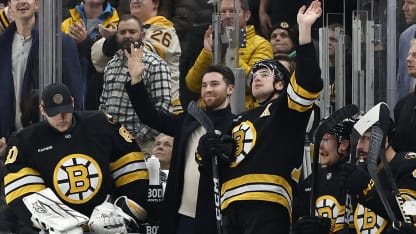 Bruins honor Swayman, McAvoy for winning Gold