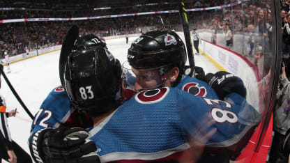 Matt Nieto Nathan MacKinnon Joonas Donskoi Celebrate Goal Edmonton Oilers 27 November 2019