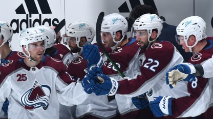 Devon Toews Goal Celebrate Bench Smiles Los Angeles Kings