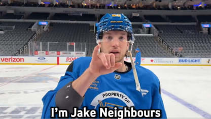 Jake Neighbours uses ASL to promote Blues Penguins game