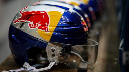 Helmets of Muenchen ahead of the DEL playoffs final game 1 between EHC Red Bull