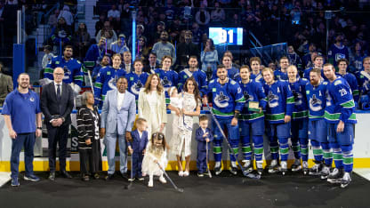 Canucks celebrate Kane's recent 1,000th game