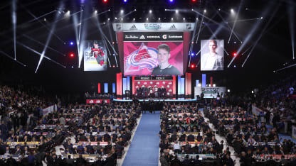 Bowen Byram 2019 NHL Draft scene interior setting stage