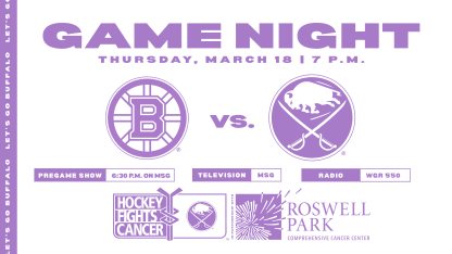 20210318 Bruins Sabres Game Night Mediawall Hockey Fights Cancer Lavender Roswell