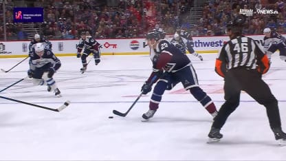 Necas rips it upstairs