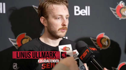 Linus Ullmark dispo médias après le match contre ANA