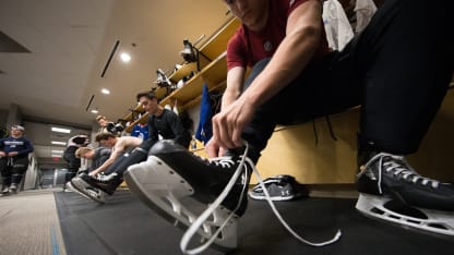 Colorado Avalanche 2018 Development Camp prospects locker room skates