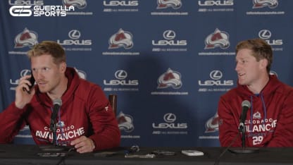 Gabriel Landeskog answers reporter phone media day