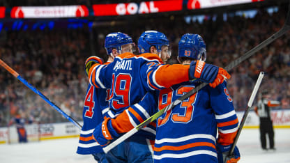 Leon Draisaitl #29 of the Edmonton Oilers celebrates his goal against the Florida Panthers during the second period at Rogers Place on December 16, 2024 in Edmonton, Alberta, Canada. (Photo by Paul Swanson/NHLI via Getty Images)