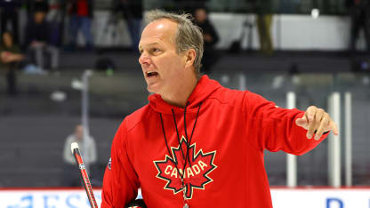 Head coach Jon Cooper of Team Canada conducts practice for the NHL 4 Nations Face-Off at CN Sports Complex on February 10, 2025 in Brossard, Quebec. (Photo by Vitor Munhoz/4NFO/World Cup of Hockey via Getty Images)