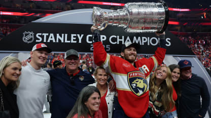 Tkachuk family celebrating with Cup