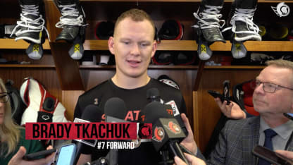 Brady Tkachuk dispo médias après le match contre LAK