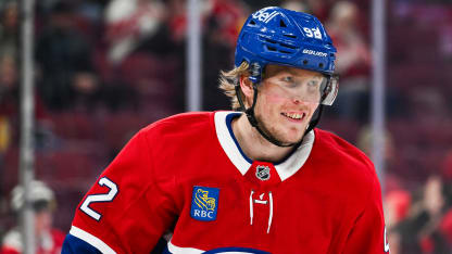 Look on Montreal Canadiens right wing Patrik Laine (92) during warm-up before the Detroit Red Wings versus the Montreal Canadiens game on April 08, 2025, at Bell Centre in Montreal, QC (Photo by David Kirouac/Icon Sportswire via Getty Images)