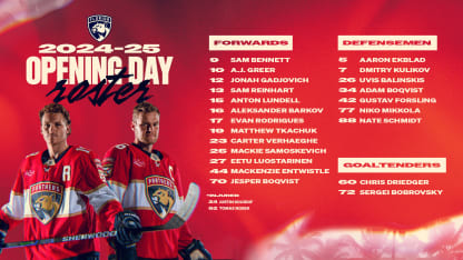 Florida Panthers Announce 2024-25 Opening Day Roster