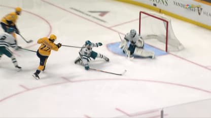 SJS@NSH: Nedeljkovic with a great save against Luke Evangelista