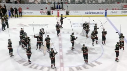 Coyotes salute the fans in the de