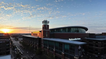 A general view of the exterior of Nationwide Arena before a game between the Columbus Blue Jackets and the Vancouver Canucks on October 10, 2011 in Columbus, Ohio. Vancouver defeated Columbus 3-2. (Photo by Jamie Sabau/NHLI via Getty Images)