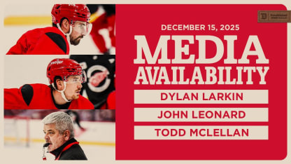 Dylan Larkin, John Leonard, Todd McLellan Practice 