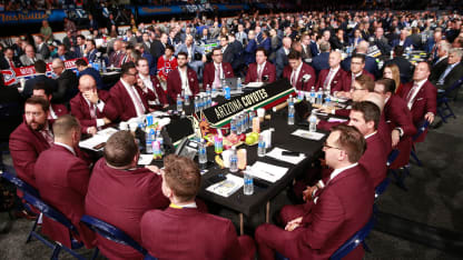 A general view of the Arizona Coyotes draft table during the 2023 Upper Deck NHL Draft - Round One at Bridgestone Arena on June 28, 2023 in Nashville, Tennessee. (Photo by Jeff Vinnick/NHLI via Getty Images)