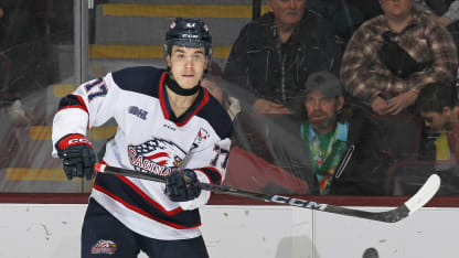 Michael Misa #77 of the Saginaw Spirit skates against the Peterborough Petes during an OHL game at the Peterborough Memorial Centre on January 23, 2025 in Peterborough, Ontario, Canada. (Photo by Claus Andersen/Getty Images)
