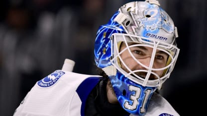 Peter Budaj #31 of the Tampa Bay Lightning in goal against the Los Angeles Kings at Staples Center on November 9, 2017 in Los Angeles, California. (Photo by Harry How/Getty Images)